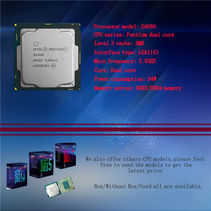 C.P.U. Пентиума G4560 3.5GHz частей компьютера для материнской платы 1151 LGA